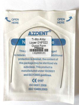 Дуги Azdent TMA Ti-Mo, 016x022, верх, 1шт/уп. Ovoid Form TMA Ti-M-016x022-up ovoid фото