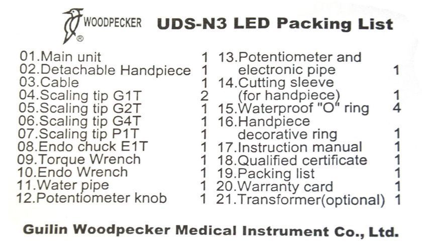 Woodpecker UDS-N3 LED &mdash; ультразвуковий скалер, вбудований, з LED, 3 режими 52699423 фото