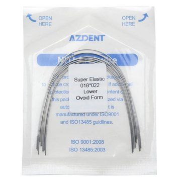 Дуги Azdent SE Niti, 0.018x0.022, низ, 10шт/уп. Ovoid Form Niti-0.18x0.22-low Ovoid фото