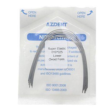 Дуги Azdent SE Niti, 0.019x0.025, низ, 10шт/уп. Ovoid Form 2560452999 фото
