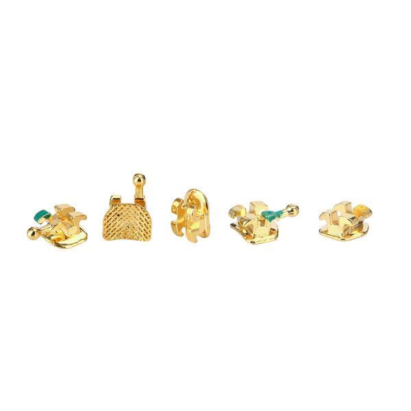 Azdent Gold Color Mini Roth 0.22 &ndash; металлические ортодонтические брекеты с крючками 3-4-5, набор 20 шт. GOLD Mini Roth 0.22,3-4-5 фото
