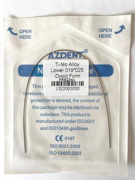 Дуги Azdent TMA Ti-Mo, 019x025, низ, 1шт/уп. Ovoid Form TMA Ti-M019x025-low ovoid фото