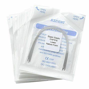 Дуги Azdent SE Niti, 0.16x0.16, низ, 10шт/уп. Natural Form Niti 016x0.16.low Natural фото