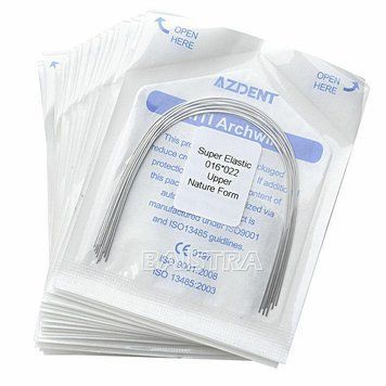 Дуги Azdent SE Niti, 0.16x0.22, верх, 10шт/уп. Natural Form Niti 016x0.22.up Natural фото