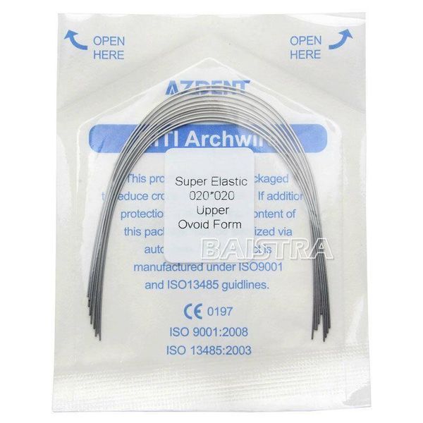 Azdent SE NiTi 0.020&times;0.020 верх &mdash; ортодонтичні дуги, Ovoid Form, 10 шт/уп. Niti-0.020x0.020-upper фото