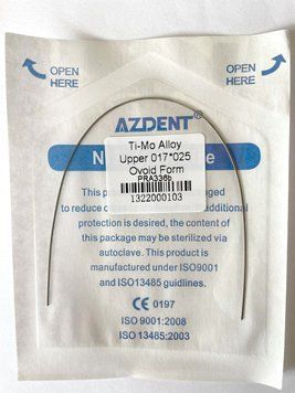 Дуги Azdent TMA Ti-Mo, 017x025, верх, 1шт/уп. Ovoid Form TMA Ti-M-017x025-up Ovoid фото