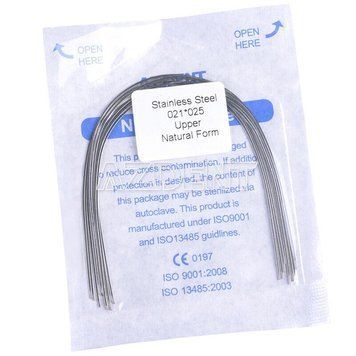 Дуги Azdent Stainless Steel (SS), 021x025, верх, 10шт/уп. Natural Form SS-021*025-upper natural фото