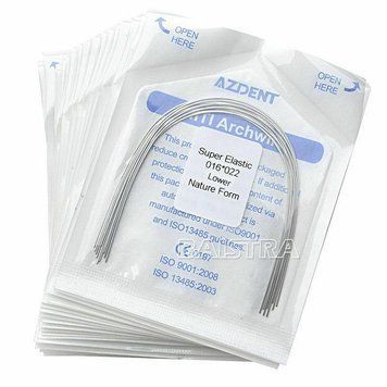 Дуги Azdent SE Niti, 0.16x0.22, низ, 10шт/уп. Natural Form Niti 016x0.22.low Natural фото