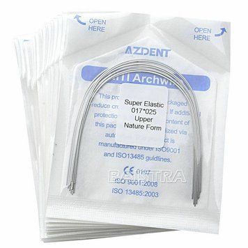 Дуги Azdent SE Niti, 0.17x0.25, верх, 10шт/уп. Natural Form Niti 017x0.25.up Natural фото