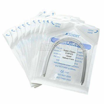 Дуги Azdent SE Niti, 0.18x0.25, верх, 10шт/уп. Natural Form Niti 018x0.25.up Natural фото