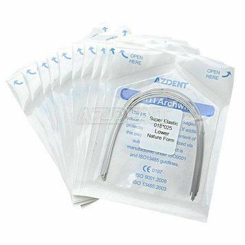 Дуги Azdent SE Niti, 0.18x0.25, низ, 10шт/уп. Natural Form Niti 018x0.25.low Natural фото