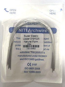 Дуги Azdent SE Niti, 0.19x0.25, верх, 10шт/уп. Natural Form Niti 019x0.25.up Natural фото