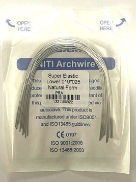 Дуги Azdent SE Niti, 0.19x0.25, низ, 10шт/уп. Natural Form Niti 019x0.25.low Natural фото