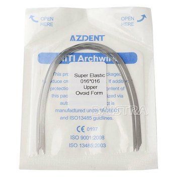 Azdent SE NiTi 0.016&times;0.016 верх &mdash; ортодонтичні дуги, Ovoid Form, 10 шт/уп. Niti-0.16x0.16-up Ovoid фото