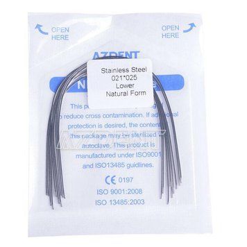 Дуги Azdent Stainless Steel (SS), 021x025, низ, 10шт/уп. Natural Form SS-021*025-low natural фото