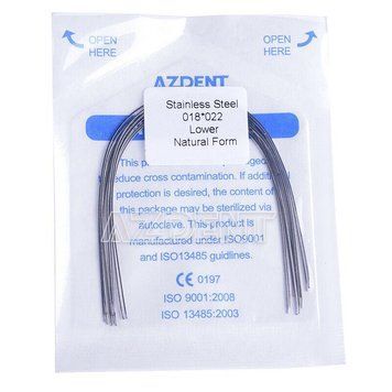 Дуги Azdent Stainless Steel (SS), 018x022, низ, 10шт/уп. Natural Form SS-018*022-lower natural фото