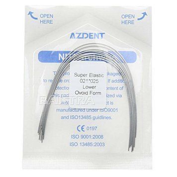 Дуги Azdent SE Niti, 0.021x0.025, низ, 10шт/уп. Ovoid Form Niti-0.21x0.25-low Ovoid фото
