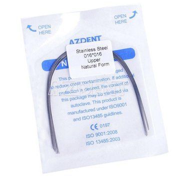 Дуги Azdent Stainless Steel (SS), 016x016, верх, 10шт/уп. Natural Form SS-016*016-upper natural фото