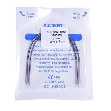 Дуги Azdent Stainless Steel (SS), 016x016, низ, 10шт/уп. Natural Form SS-016*016-low natural фото