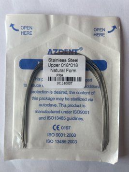 Дуги Azdent Stainless Steel (SS), 018x018, верх, 10шт/уп. Natural Form SS-0186*018-upper natural фото